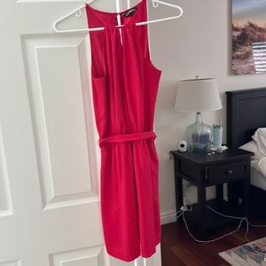 Hot pink express cocktail dress with keyhole neckline in front and back